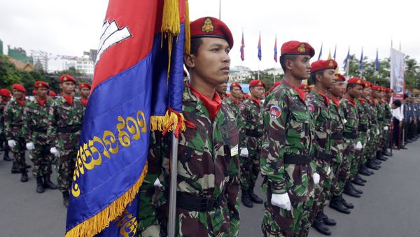 Cambodian soldiers attend the Independence Day celebrations in Phnom Penh, Cambodia, Thursday, Nov. 9, 2017. Some hundreds of civil servants and students gathered to mark the country's 64th Independence Day. The country gained independence from France on Nov. 9, 1953. Cambodian soldiers attend the Independence Day celebrations in Phnom Penh, Cambodia, Thursday, Nov. 9, 2017. Some hundreds of civil servants and students gathered to mark the country's 64th Independence Day. The country gained independence from France on Nov. 9, 1953. - Sputnik International