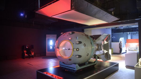 An item Atomic bomb displayed at the exhibition in Moscow which highlights achievements of Russian science. (File) An item Atomic bomb displayed at the exhibition in Moscow which highlights achievements of Russian science. (File) - Sputnik International