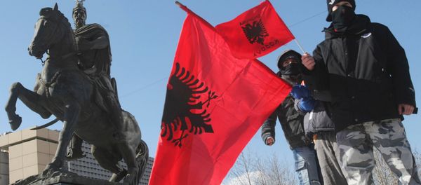 Albanian flag at the street in Pristina. (File) - Sputnik International