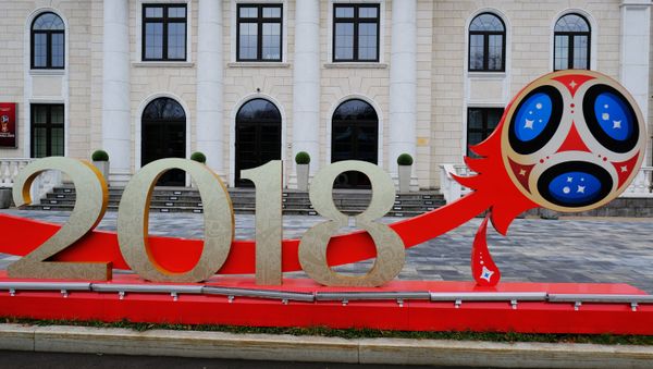 A 2018 FIFA World Cup installation outside the Russia 2018 Organizing Committee at Luzhnetskaya Embankment in Moscow. A 2018 FIFA World Cup installation outside the Russia 2018 Organizing Committee at Luzhnetskaya Embankment in Moscow. - Sputnik International
