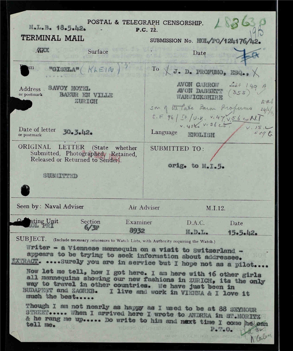 One of Klein’s wartime letters to Profumo One of Klein’s wartime letters to Profumo - Sputnik International