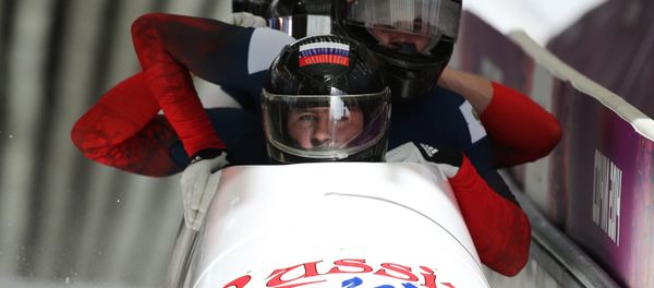 Alexander Kasyanov, Ilvir Khuzin, Maxim Belugin and Alexey Pushkarev (Russia) at the finish of the third heat of the four-man bobsleigh competition at the XXII Olympic Winter Games in Sochi. (File) Alexander Kasyanov, Ilvir Khuzin, Maxim Belugin and Alexey Pushkarev (Russia) at the finish of the third heat of the four-man bobsleigh competition at the XXII Olympic Winter Games in Sochi. (File) - Sputnik International