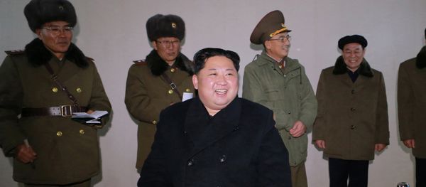 North Korea's leader Kim Jong Un is seen as the newly developed intercontinental ballistic rocket Hwasong-15's test was successfully launched, in this undated photo released by North Korea's Korean Central News Agency (KCNA) in Pyongyang November 30, 2017 North Korea's leader Kim Jong Un is seen as the newly developed intercontinental ballistic rocket Hwasong-15's test was successfully launched, in this undated photo released by North Korea's Korean Central News Agency (KCNA) in Pyongyang November 30, 2017 - Sputnik International