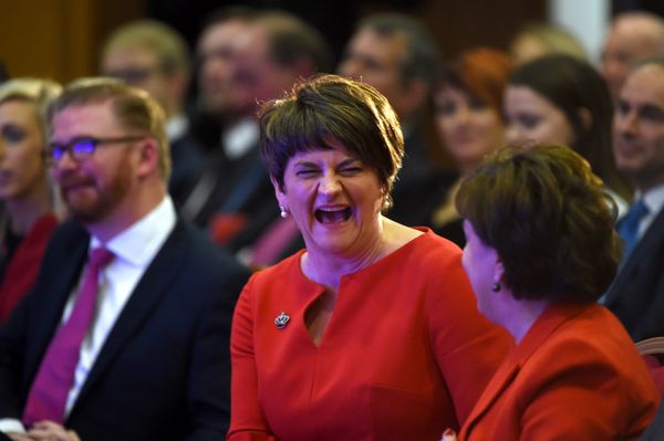 DUP leader Arlene Foster reacts during her party's annual conference in Belfast, Northern Ireland, November 25, 2017. DUP leader Arlene Foster reacts during her party's annual conference in Belfast, Northern Ireland, November 25, 2017. - Sputnik International