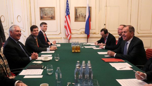 U.S. Secretary of State Rex Tillerson and Russia's Foreign Minister Sergei Lavrov attend a bilateral meeting during a ministerial council of OSCE Foreign Ministers in Vienna, Austria, December 7, 2017 U.S. Secretary of State Rex Tillerson and Russia's Foreign Minister Sergei Lavrov attend a bilateral meeting during a ministerial council of OSCE Foreign Ministers in Vienna, Austria, December 7, 2017 - Sputnik International