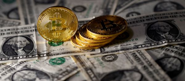 Bitcoin (virtual currency) coins placed on Dollar banknotes are seen in this illustration picture, November 6, 2017 Bitcoin (virtual currency) coins placed on Dollar banknotes are seen in this illustration picture, November 6, 2017 - Sputnik International