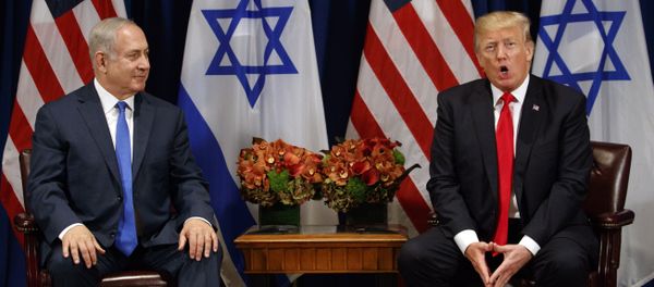 President Donald Trump speaks during a meeting with Israeli Prime Minister Benjamin Netanyahu at the Palace Hotel during the United Nations General Assembly, Monday, Sept. 18, 2017, in New York. - Sputnik International
