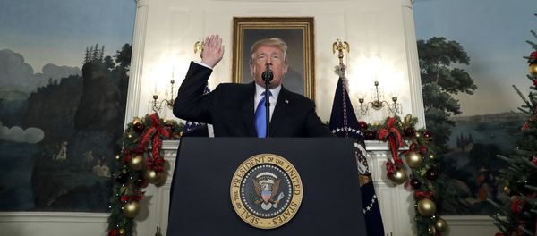 President Donald Trump speaks in the Diplomatic Reception Room of the White House, Wednesday, Dec. 6, 2017, in Washington President Donald Trump speaks in the Diplomatic Reception Room of the White House, Wednesday, Dec. 6, 2017, in Washington - Sputnik International