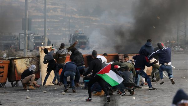 Participants in a protest in Palestine against the decision to recognize Jerusalem as the capital of Israel - Sputnik International