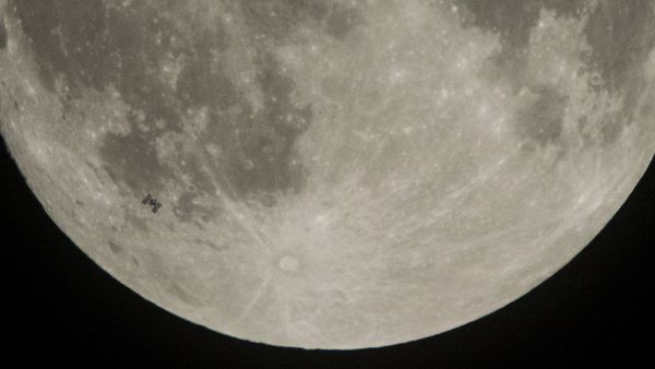 The International Space Station, with a crew of six onboard, is seen in silhouette as it transits the Moon on Saturday, Dec. 2, 2017, in Manchester Township, York County, Pa The International Space Station, with a crew of six onboard, is seen in silhouette as it transits the Moon on Saturday, Dec. 2, 2017, in Manchester Township, York County, Pa - Sputnik International