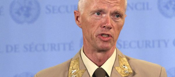 (File) Maj. Gen. Robert Mood, the head of the U.N. observer mission in Syria, speaks to reporters after addressing the Security Council on the situation in Syria, Tuesday, June 19, 2012 at United Nations headquarters - Sputnik International