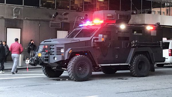 An armoured police truck occupies the street outside of the New York Port Authority in New York City, U.S. December 11, 2017 after reports of an explosion An armoured police truck occupies the street outside of the New York Port Authority in New York City, U.S. December 11, 2017 after reports of an explosion - Sputnik International
