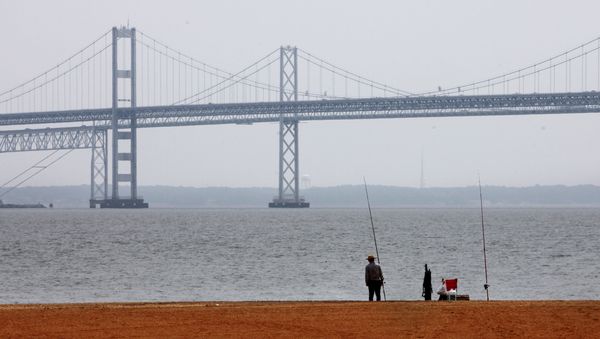 A man looks out over the Chesapeake Bay, with the Bay Bridge in the background, at Sandy Point State Park in Annapolis, Md., on Wednesday, May 12, 2010.  - Sputnik International