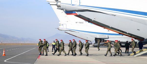 An Ilyushin IL-76MD aircraft with a military police battalion on board arrives in Makhachkala from Syria. File photo An Ilyushin IL-76MD aircraft with a military police battalion on board arrives in Makhachkala from Syria. File photo - Sputnik International