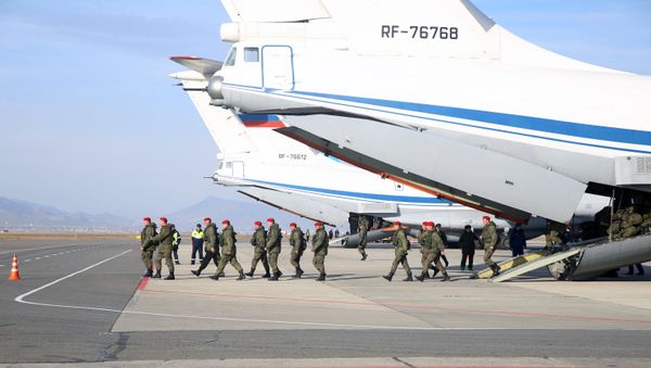 An Ilyushin IL-76MD aircraft with a military police battalion on board arrives in Makhachkala from Syria. File photo An Ilyushin IL-76MD aircraft with a military police battalion on board arrives in Makhachkala from Syria. File photo - Sputnik International