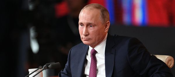 December 14, 2017. Russian President Vladimir Putin at his annual conference. The World Trade Center on Krasnaya Presnya Street - Sputnik International