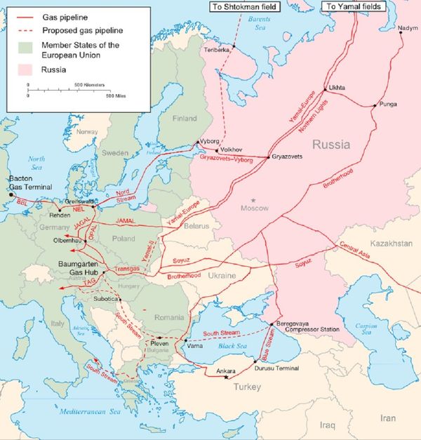 Map of the major existing and proposed russian natural gas transportation pipelines to Europe Map of the major existing and proposed russian natural gas transportation pipelines to Europe - Sputnik International
