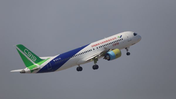 The second prototype of China's home-built C919 passenger jet takes off for a test flight in Shanghai, China December 17, 2017 - Sputnik International