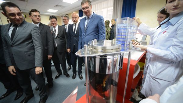 Deputy Russian Prime Minister Dmitry Rogozin, second left, visits the Advanced Research Foundation of the Roscosmos State Corporation for Space Activities Deputy Russian Prime Minister Dmitry Rogozin, second left, visits the Advanced Research Foundation of the Roscosmos State Corporation for Space Activities - Sputnik International