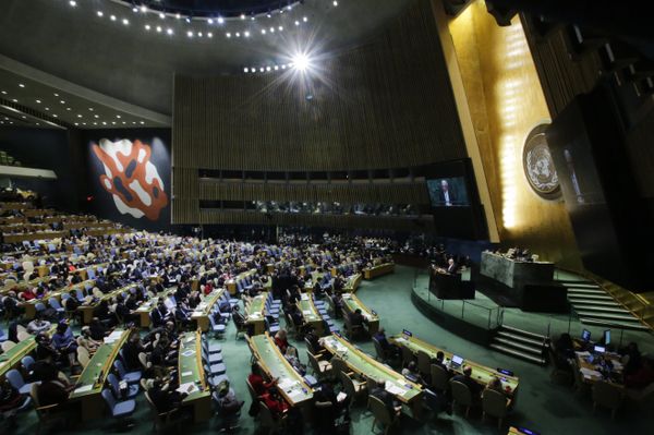 Palestinian Foreign Minister Riyad al-Malki addresses to members of delegations at the General Assembly for the vote on Jerusalem, on December 21, 2017, at UN Headquarters in New York - Sputnik International