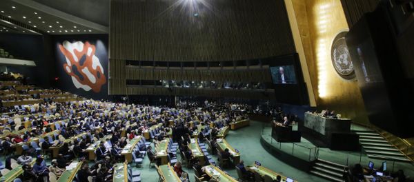 Palestinian Foreign Minister Riyad al-Malki addresses to members of delegations at the General Assembly for the vote on Jerusalem, on December 21, 2017, at UN Headquarters in New York - Sputnik International