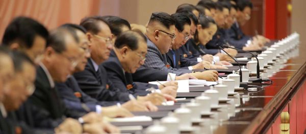 North Korean leader Kim Jong-un participates in the opening of the 5th Conference of Cell Chairpersons of the Workers' Party of Korea (WPK) in Pyongyang, in this undated photo released by North Korea's Korean Central News Agency (KCNA) in Pyongyang on December 22,2017 North Korean leader Kim Jong-un participates in the opening of the 5th Conference of Cell Chairpersons of the Workers' Party of Korea (WPK) in Pyongyang, in this undated photo released by North Korea's Korean Central News Agency (KCNA) in Pyongyang on December 22,2017 - Sputnik International
