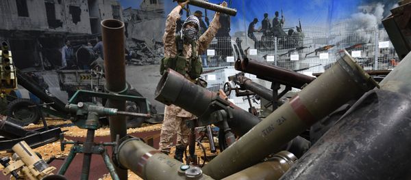 Self-made and industrially produced arms seized from Syrian terrorists at the exhibition devoted to the Russian Aerospace Forces' operation in Syria, as part of the Army 2017 International Military-Technical Forum at the Alabino training ground. Self-made and industrially produced arms seized from Syrian terrorists at the exhibition devoted to the Russian Aerospace Forces' operation in Syria, as part of the Army 2017 International Military-Technical Forum at the Alabino training ground. - Sputnik International