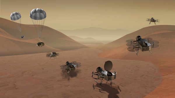 Dragonfly is a dual-quadcopter lander that would take advantage of the environment on Titan to fly to multiple locations, some hundreds of miles apart, to sample materials and determine surface composition to investigate Titan's organic chemistry and habitability, monitor atmospheric and surface conditions, image landforms to investigate geological processes, and perform seismic studies - Sputnik International