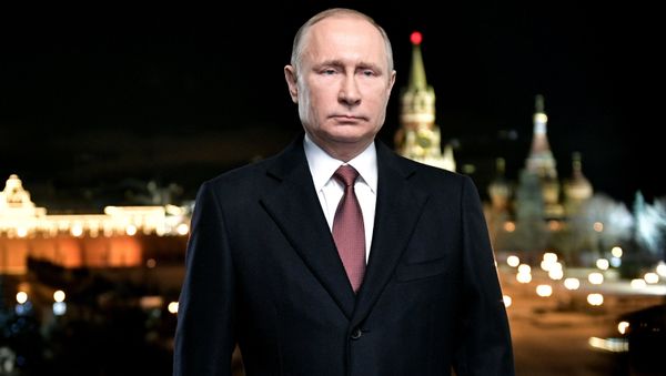 December 31, 2017. Russian President Vladimir Putin during his New Year address to Russian citizens on the eve of 2018 - Sputnik International