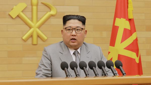 North Korea's leader Kim Jong Un speaks during a New Year's Day speech in Pyongyang on January 1, 2018 North Korea's leader Kim Jong Un speaks during a New Year's Day speech in Pyongyang on January 1, 2018 - Sputnik International