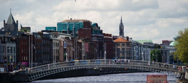 Ha'penny Bridge over the Liffey river which divides Dublin into two parts. Ha'penny Bridge over the Liffey river which divides Dublin into two parts. - Sputnik International