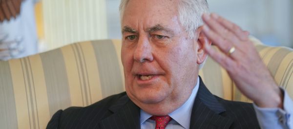 Secretary of State Rex Tillerson gestures during a interview with the Associated Press at the State Department in Washington, Friday, Jan. 5, 2018 Secretary of State Rex Tillerson gestures during a interview with the Associated Press at the State Department in Washington, Friday, Jan. 5, 2018 - Sputnik International