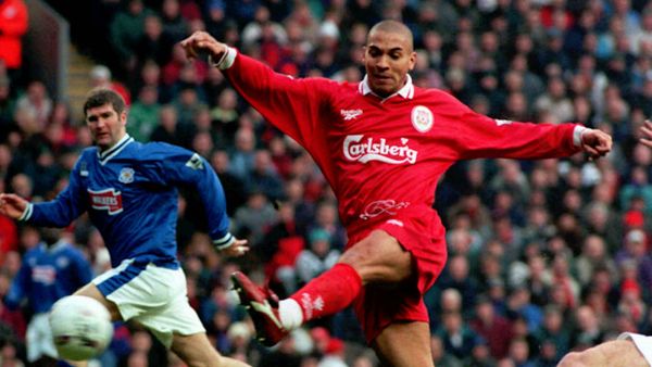 Liverpool's Stan Collymore volleys a shot at goal during the Premiership match against Leicester City at Anfield, Liverpool, Thursday, Dec. 26, 1996 - Sputnik International
