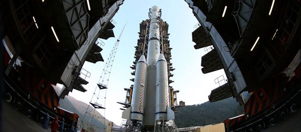 The Long March 3B rocket carrying the Chang'e-3 lunar probe is prepared for launch at the Xichang Satellite Launch Center in Xichang in southwest China's Sichuan province on Sunday, Dec. 1, 2013 The Long March 3B rocket carrying the Chang'e-3 lunar probe is prepared for launch at the Xichang Satellite Launch Center in Xichang in southwest China's Sichuan province on Sunday, Dec. 1, 2013 - Sputnik International
