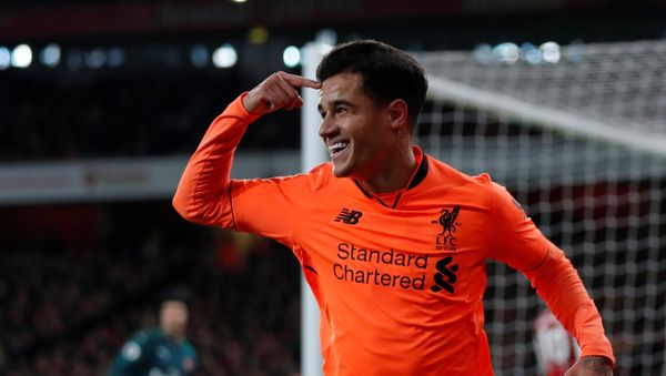 Soccer Football - Premier League - Arsenal vs Liverpool - Emirates Stadium, London, Britain - December 22, 2017 Liverpool's Philippe Coutinho celebrates scoring their first goal - Sputnik International