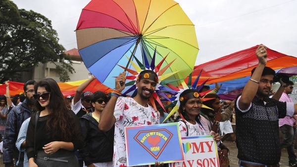 Members and supporters of lesbian, gay, bisexual and transgender community, participate in 'Pride March' rally in Bangalore, India, Sunday, Nov. 22, 2015. Members and supporters of lesbian, gay, bisexual and transgender community, participate in 'Pride March' rally in Bangalore, India, Sunday, Nov. 22, 2015. - Sputnik International