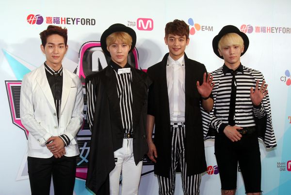 South Korean pop group SHINee pose for photographers during a media event before the M COUNTDOWN Nihao-Taiwan concert in Taipei, Taiwan, Wednesday, April 24, 2013 - Sputnik International