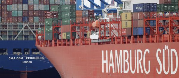 Shipping containers are stacked on a ship in the port in Hamburg, Germany (File) Shipping containers are stacked on a ship in the port in Hamburg, Germany (File) - Sputnik International