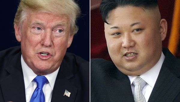 President Donald Trump, left, in Dallas and North Korean leader Kim Jong Un in Pyongyang President Donald Trump, left, in Dallas and North Korean leader Kim Jong Un in Pyongyang - Sputnik International