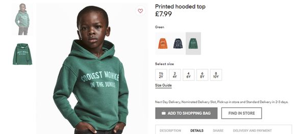 An undated photo of an advert for a hoodie by H&M. Clothing giant H&M has apologized Monday, Jan. 8, 2017, and removed an advertising image of a black model in a sweatshirt with the words “Coolest monkey in the jungle.’’ - Sputnik International