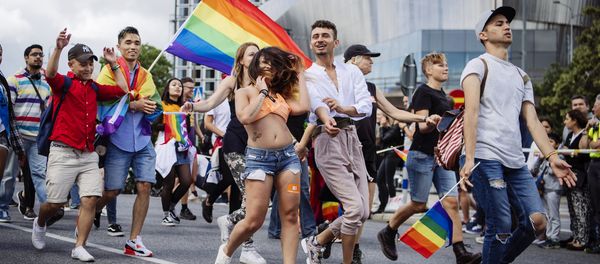 People march during at the annual Gay Pride parade in central Stockholm on August 5, 2017 People march during at the annual Gay Pride parade in central Stockholm on August 5, 2017 - Sputnik International