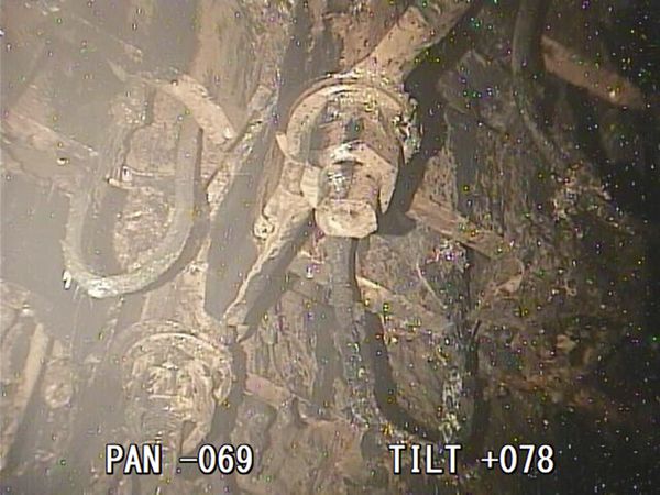 A photo taken by a robotic probe provided by the International Research Institute for Nuclear Decommissioning, Friday, Jan. 19, 2018, shows a view of the bottom of a structure housing a safety system called the control rod drive, which appeared rusty and coated with unidentified material at the Fukushima nuclear plant A photo taken by a robotic probe provided by the International Research Institute for Nuclear Decommissioning, Friday, Jan. 19, 2018, shows a view of the bottom of a structure housing a safety system called the control rod drive, which appeared rusty and coated with unidentified material at the Fukushima nuclear plant - Sputnik International