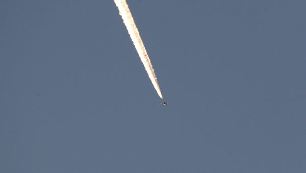 A Turkish fighter jet flies over the town of Hassa on the Turkish-Syrian border in Hatay province, Turkey January 20, 2018 A Turkish fighter jet flies over the town of Hassa on the Turkish-Syrian border in Hatay province, Turkey January 20, 2018 - Sputnik International