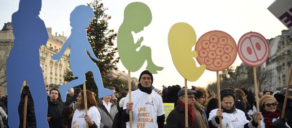 (File) People holding placards picturing the evolution of the foetus take part in a march to protest against abortion, in Paris, on January 22, 2017 (File) People holding placards picturing the evolution of the foetus take part in a march to protest against abortion, in Paris, on January 22, 2017 - Sputnik International