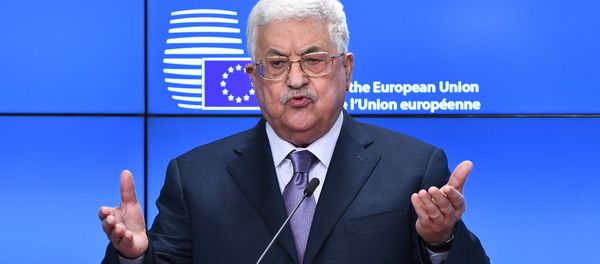 Palestinian President Mahmoud Abbas speaks prior to attend a EU foreign affairs council at the European Council in Brussels - Sputnik International
