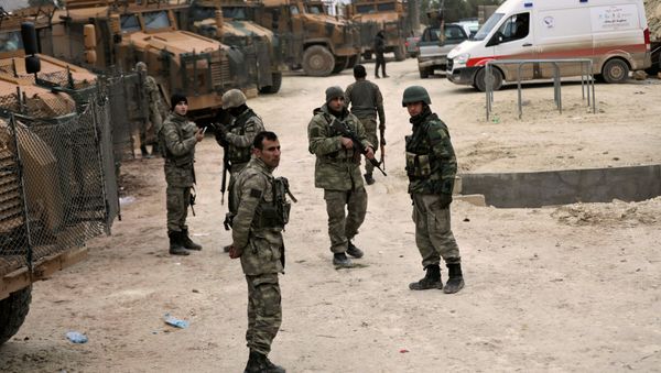 Turkish forces are seen near Mount Barsaya, northeast of Afrin, Syria January 22,2018 - Sputnik International