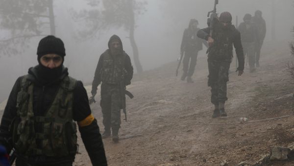 Turkish-backed Free Syrian Army fighters are seen near Mount Barsaya, northeast of Afrin, Syria Turkish-backed Free Syrian Army fighters are seen near Mount Barsaya, northeast of Afrin, Syria - Sputnik International