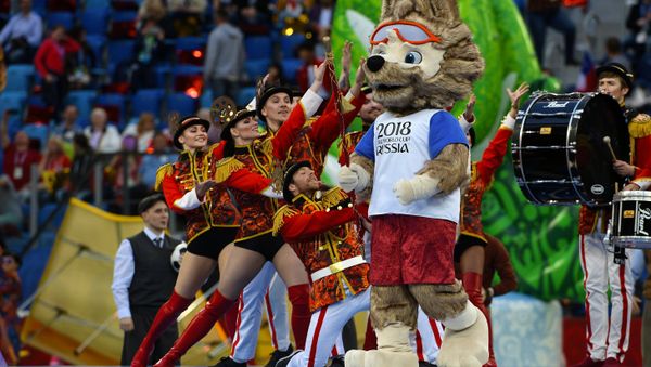 Zabivaka the Wolf, an official mascot of the 2018 FIFA World Cup and the 2017 FIFA Confederations Cup, during the 2017 FIFA Confederations Cup closing ceremony in St. Petersburg Zabivaka the Wolf, an official mascot of the 2018 FIFA World Cup and the 2017 FIFA Confederations Cup, during the 2017 FIFA Confederations Cup closing ceremony in St. Petersburg - Sputnik International