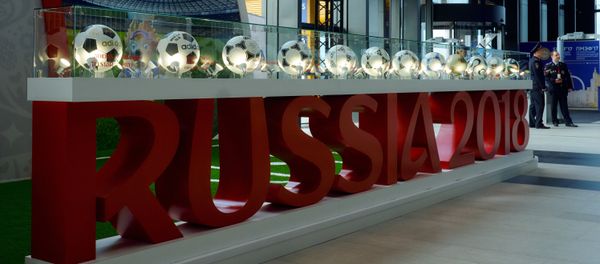 The 2018 FIFA World Cup stand ahead of the 2017 St. Petersburg International Economic Forum (SPIEF). (File) The 2018 FIFA World Cup stand ahead of the 2017 St. Petersburg International Economic Forum (SPIEF). (File) - Sputnik International