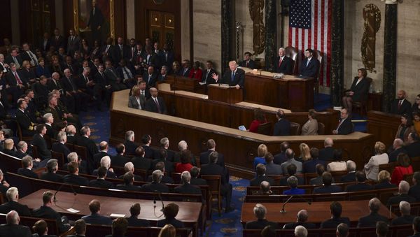 President Donald Trump delivers his State of the Union address to a joint session of Congress on Capitol Hill in Washington, Tuesday, Jan. 30, 2018 President Donald Trump delivers his State of the Union address to a joint session of Congress on Capitol Hill in Washington, Tuesday, Jan. 30, 2018 - Sputnik International
